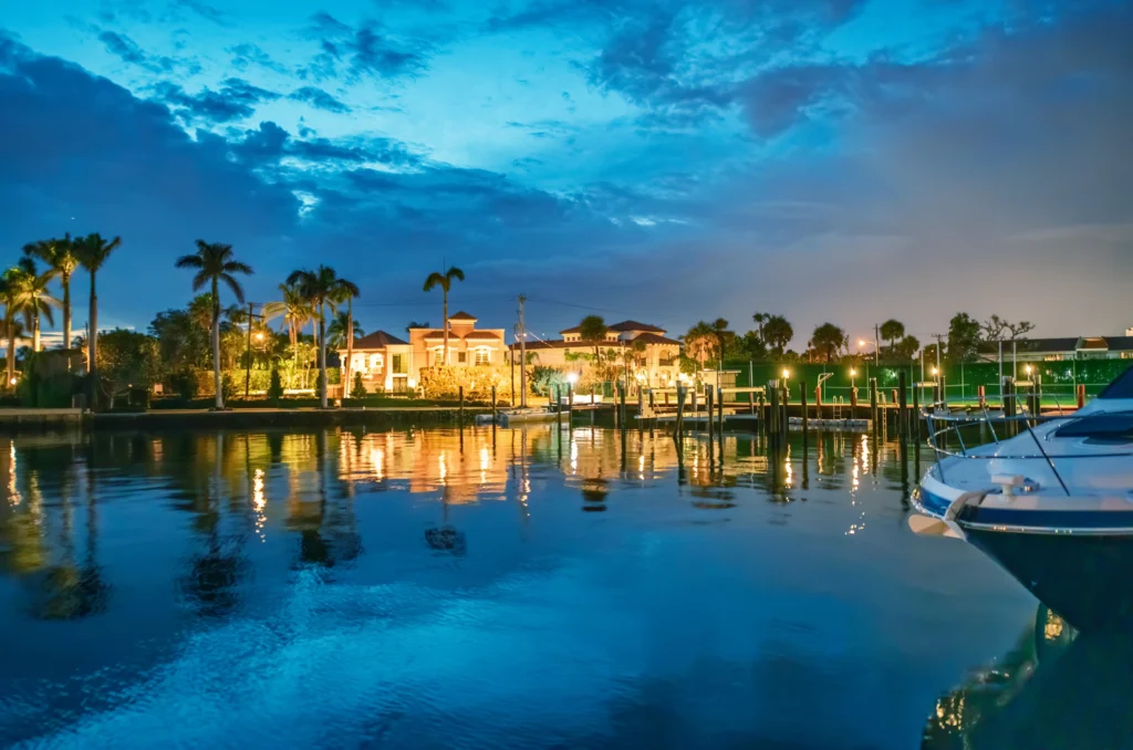 Waterfront scene in Boca Raton near Presstine Dry Cleaners
