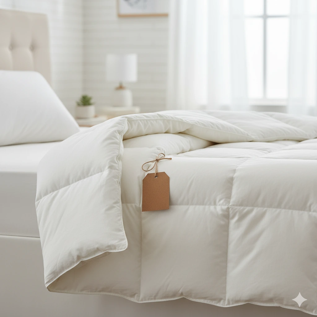 Down comforter cleaned and in a high-end home.